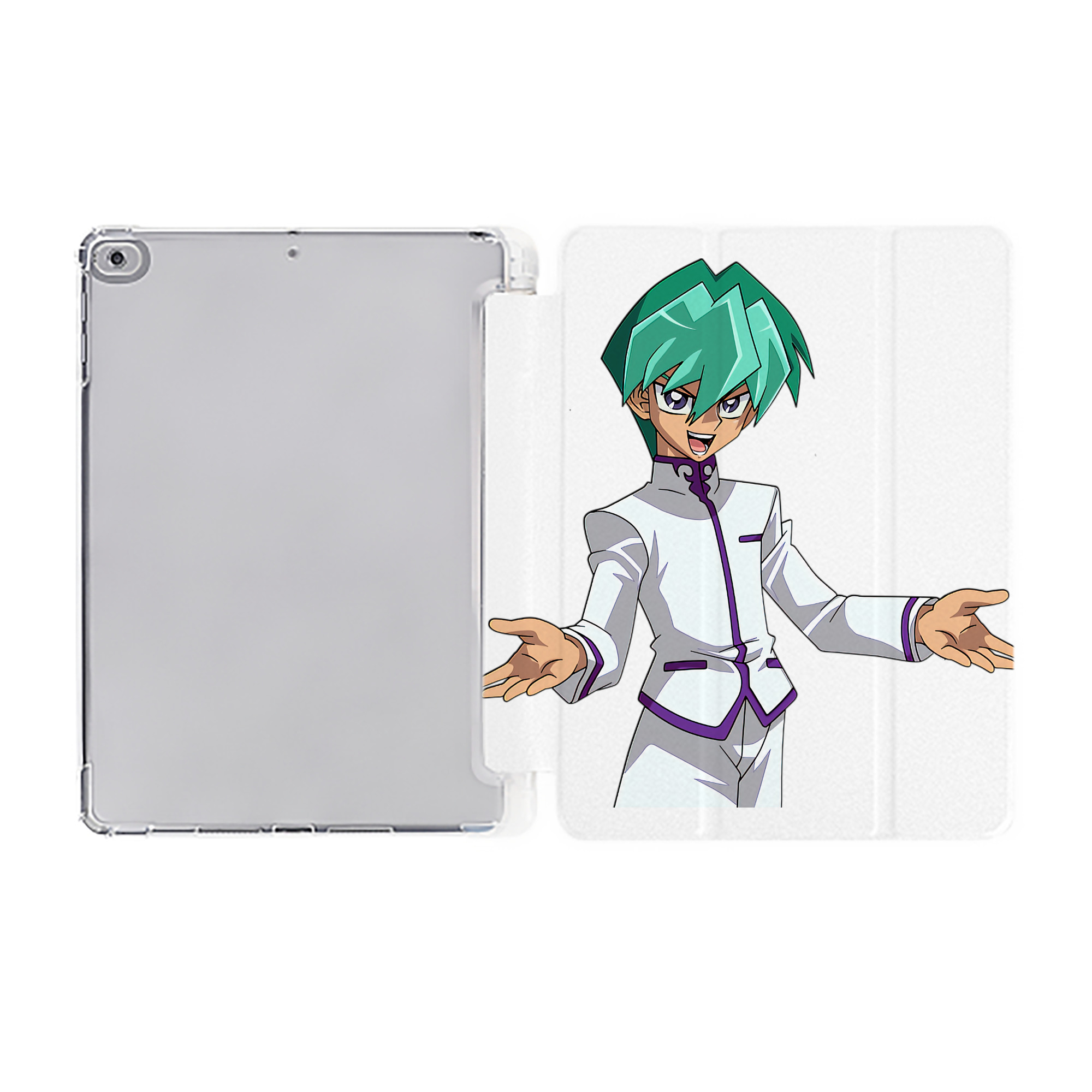 （画像用） 遊☆戯☆王 Yu-Gi-Oh! IPad ケース ペン収納付き 三つ折りスタンド PUレザー×シリコン 対応機種9.5/10.5/10.9インチ